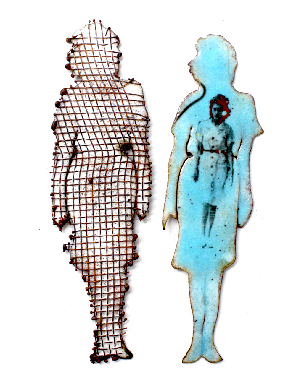 Two cut out figures by Evelyn Markasky
