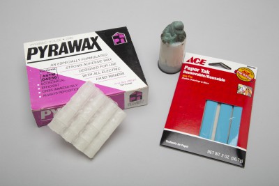 Pyrawax and Paper Tak for holding items in place