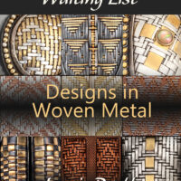 "Waiting List" "Designs in Woven Metal" "Jeanie Pratt. graphic for announcing the workshop waiting list