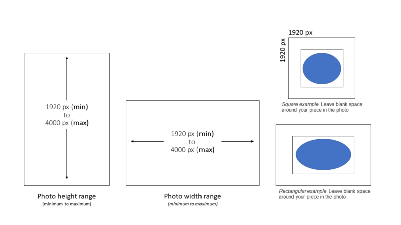 drawings of the sizes and specifcations for photos