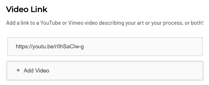 Video link - how to add video links to a member artist profile